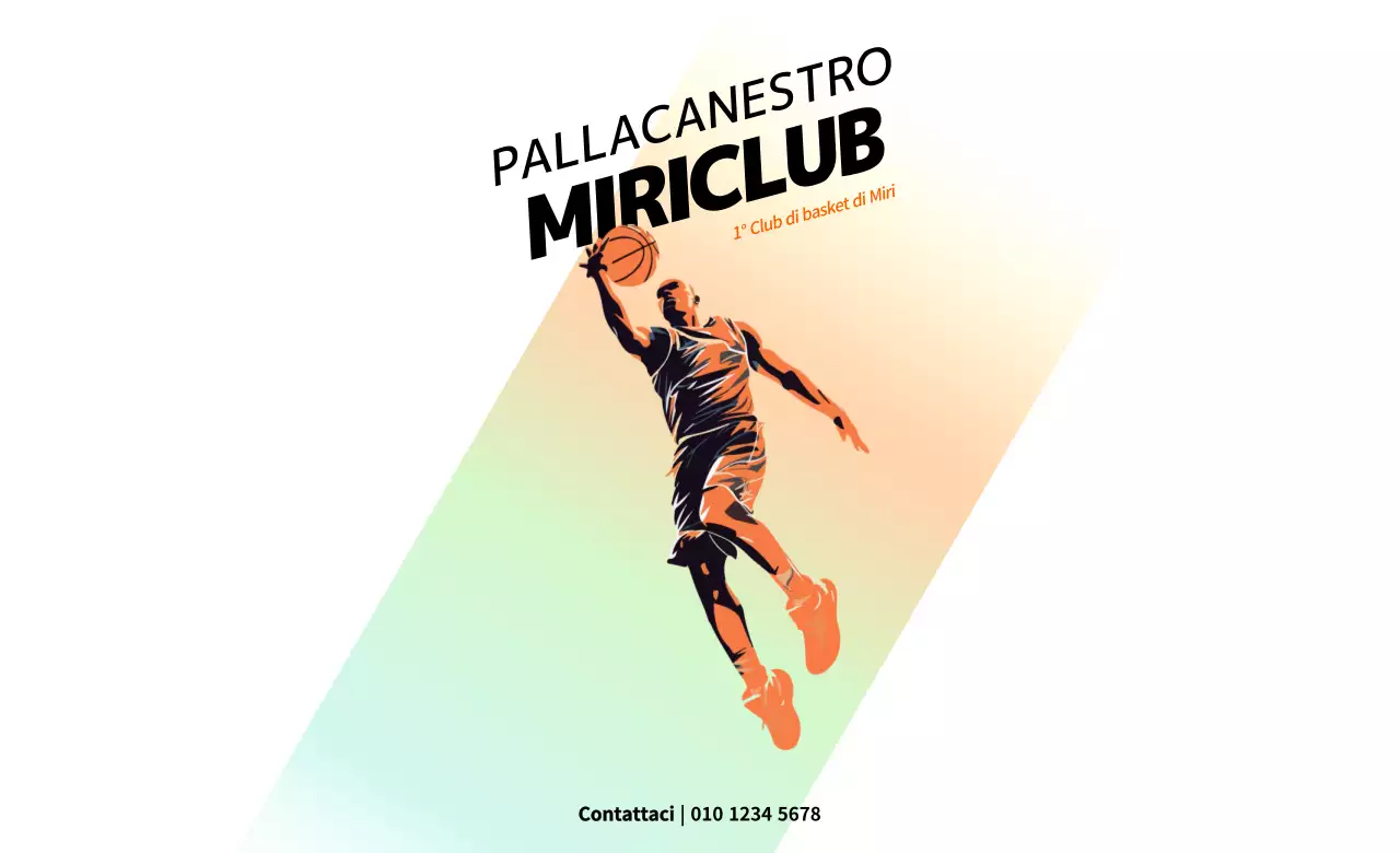 Concetto di club sportivo di pallacanestro con gradiente arancione