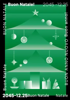 Verde Nero Moderno Albero di Natale Poster artistico di Natale