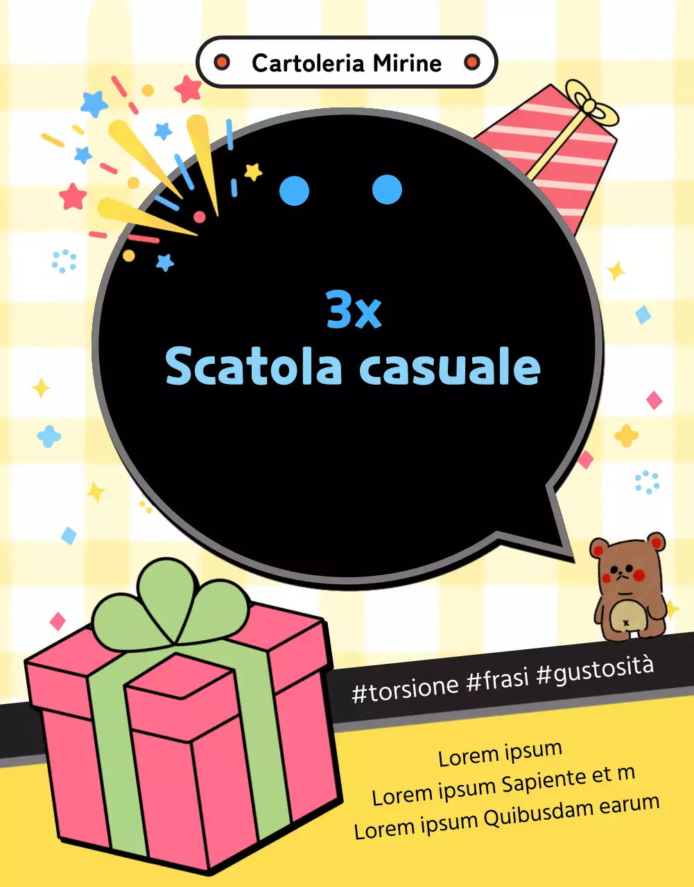 Simpatica scatola casuale di cancelleria gialla Daku