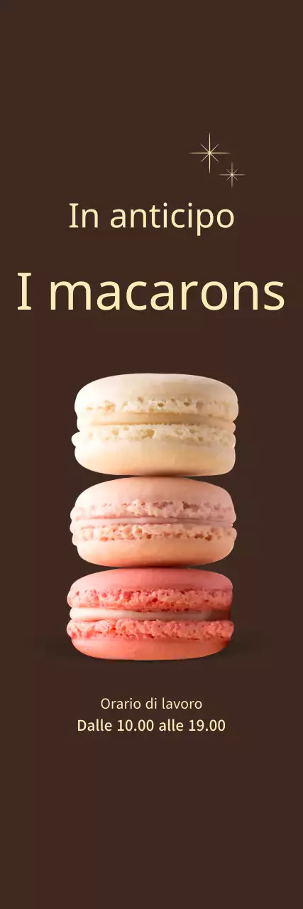 Macaron aperto promozione piccola su sfondo marrone