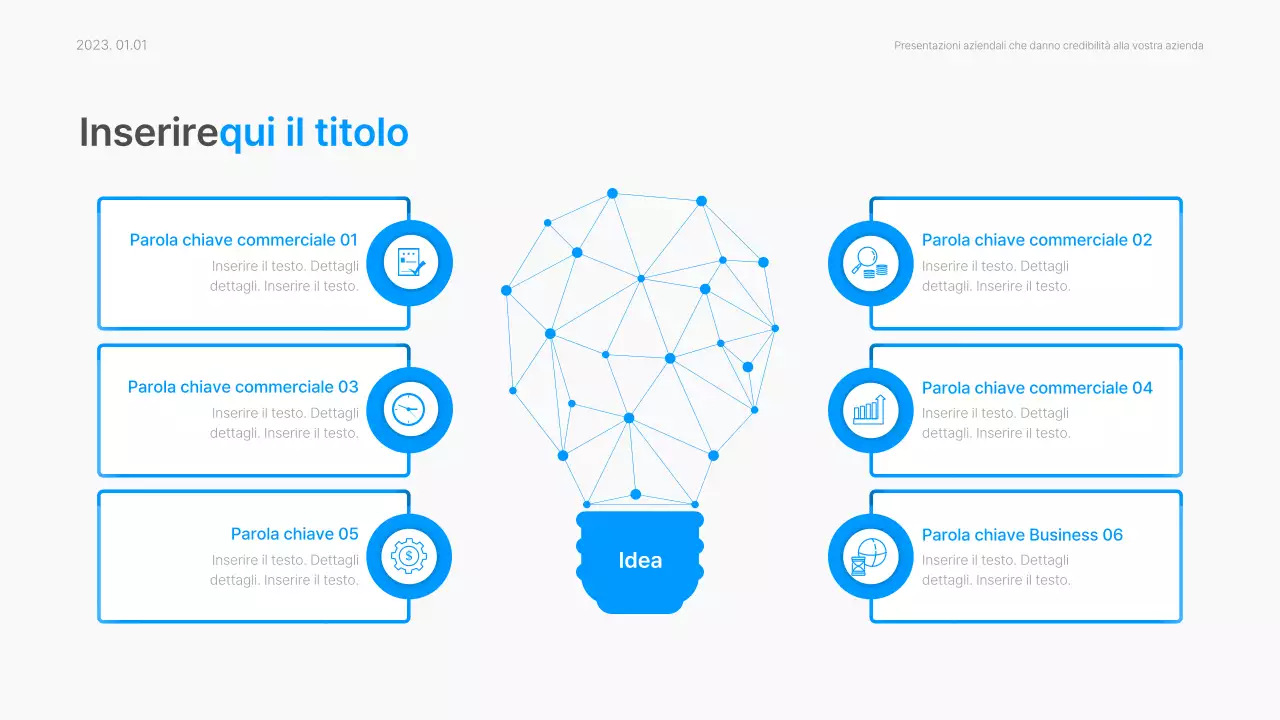 Relazione aziendale con uno stile moderno a gradiente in blu e bianco