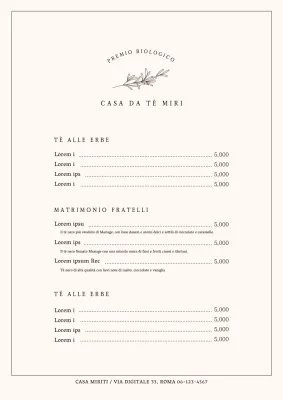 Menu semplice del caffè