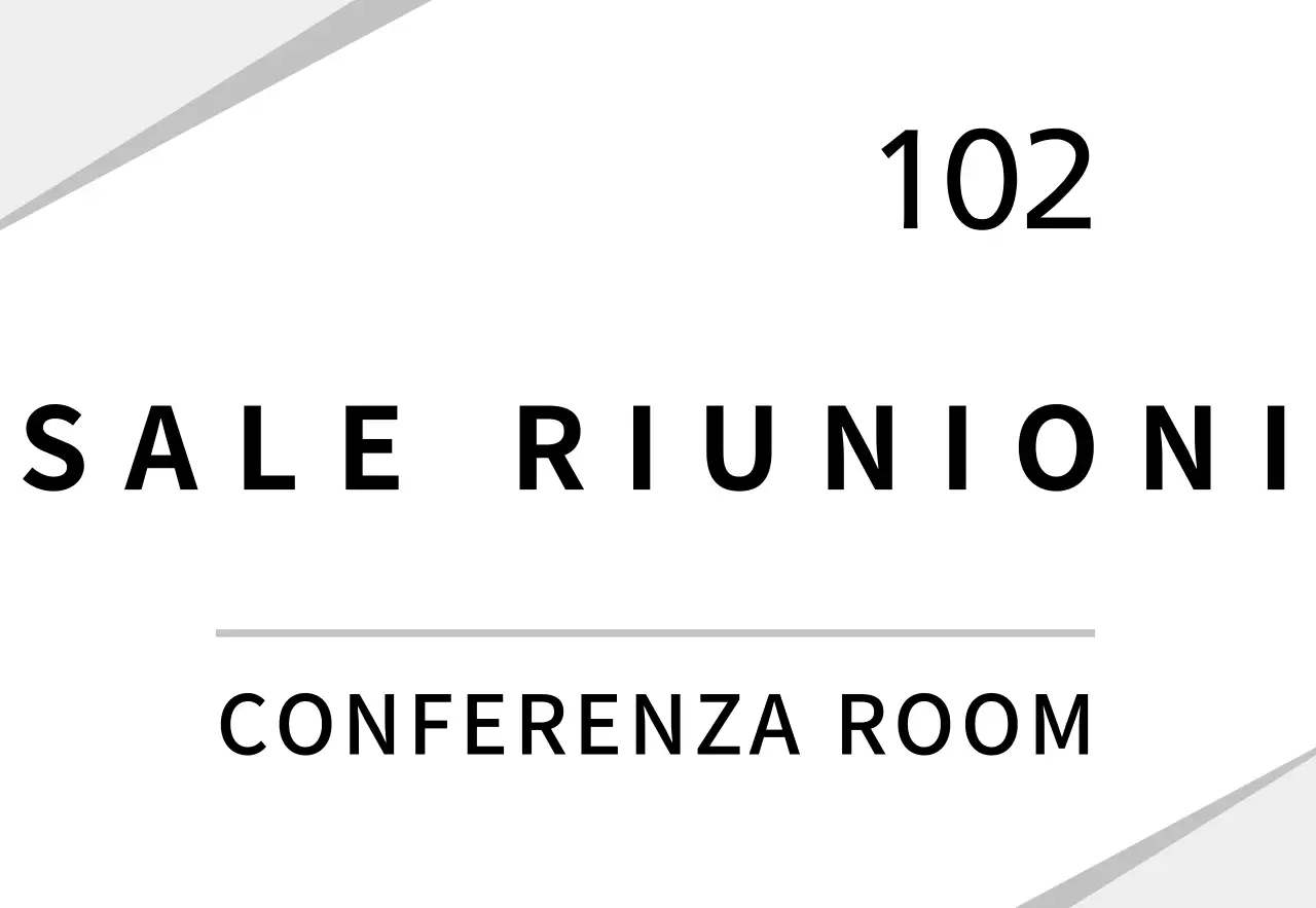 Cartello aziendale bianco con grafica pulita