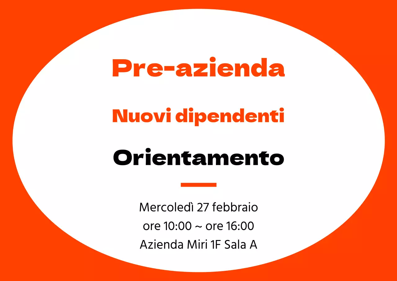 Stile semplice della cornice in arancione e nero per le informazioni sull'orientamento dei nuovi dipendenti