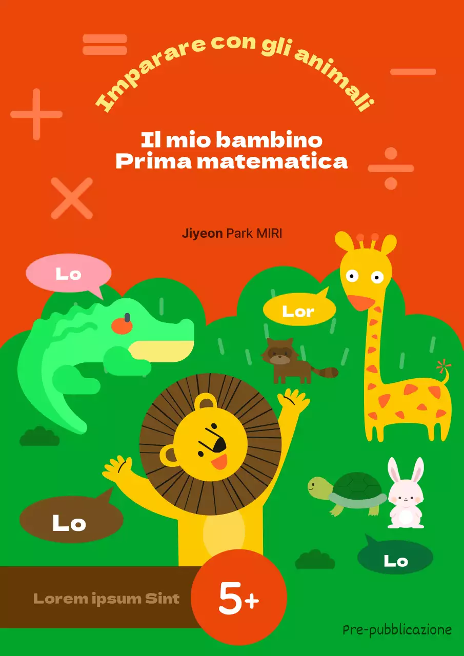 Copertina minimalista di un libro di matematica per bambini in arancione e verde