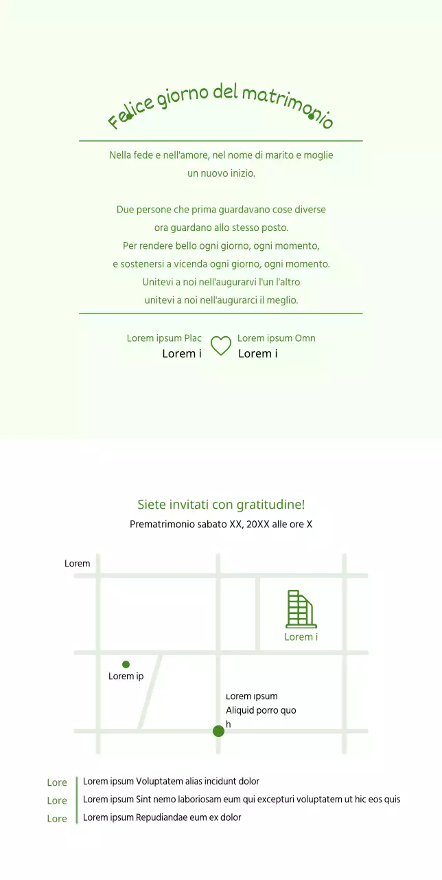 Invito di nozze degli sposi che si tengono per mano su sfondo verde chiaro