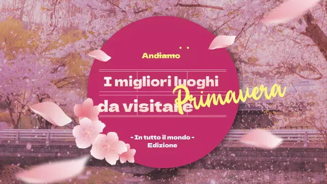 Destinazioni di viaggio nazionali consigliate con fiori rosa e una sensazione di primavera
