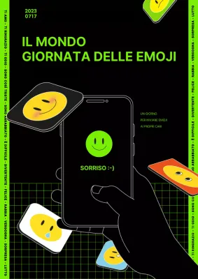 Icona nera verde lime retrò Giornata mondiale delle emoji