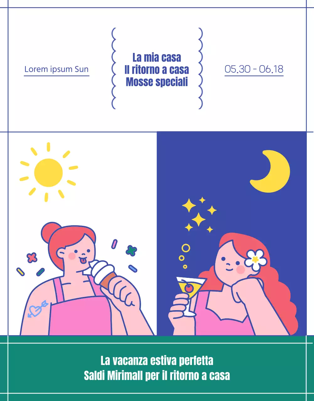 Un evento espositivo estivo che mette in risalto le linee semplici del blu.