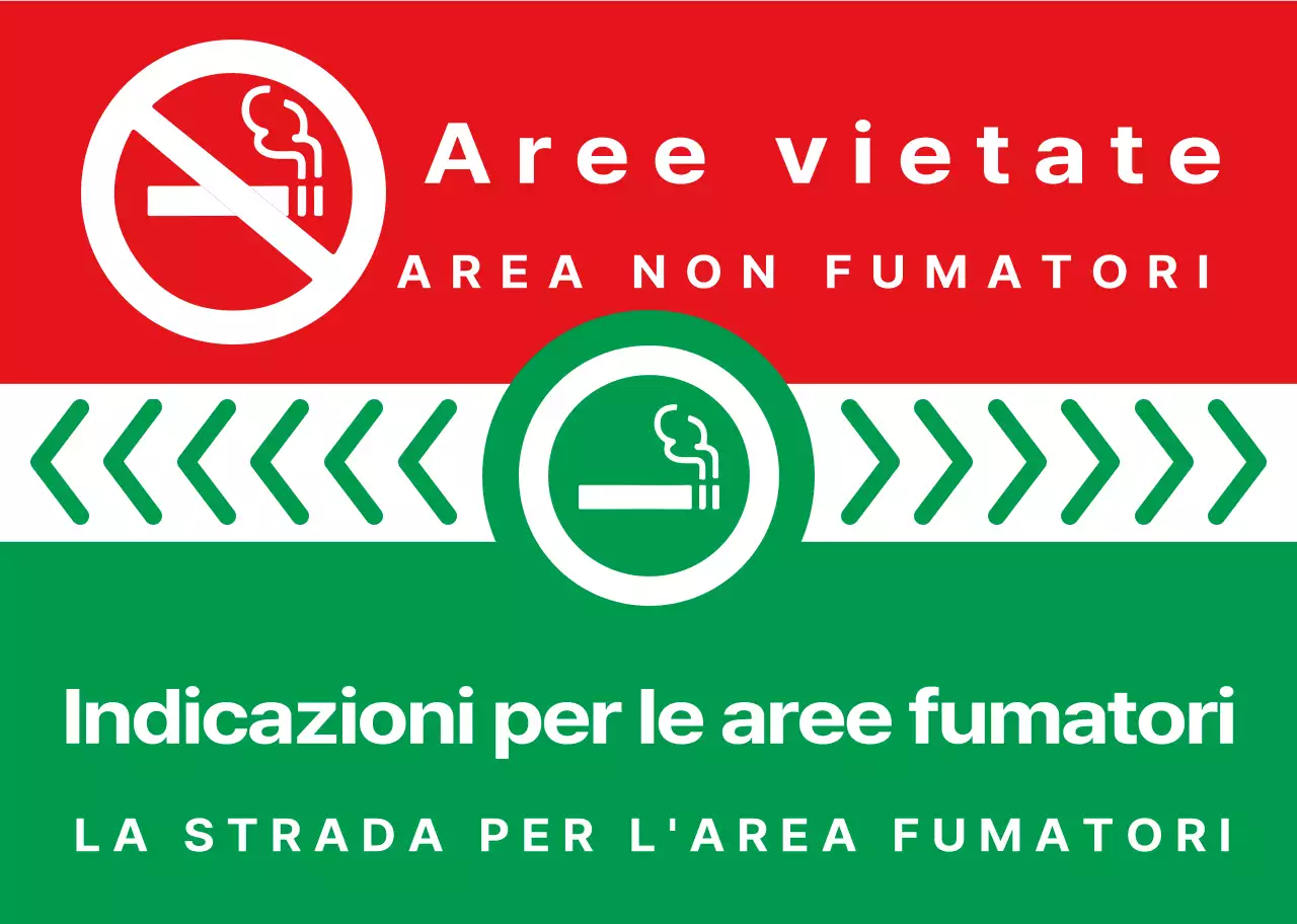 Icona di sigaretta semplice e pulita e combinazione di testo in verde e rosso Stile di layout Direzioni