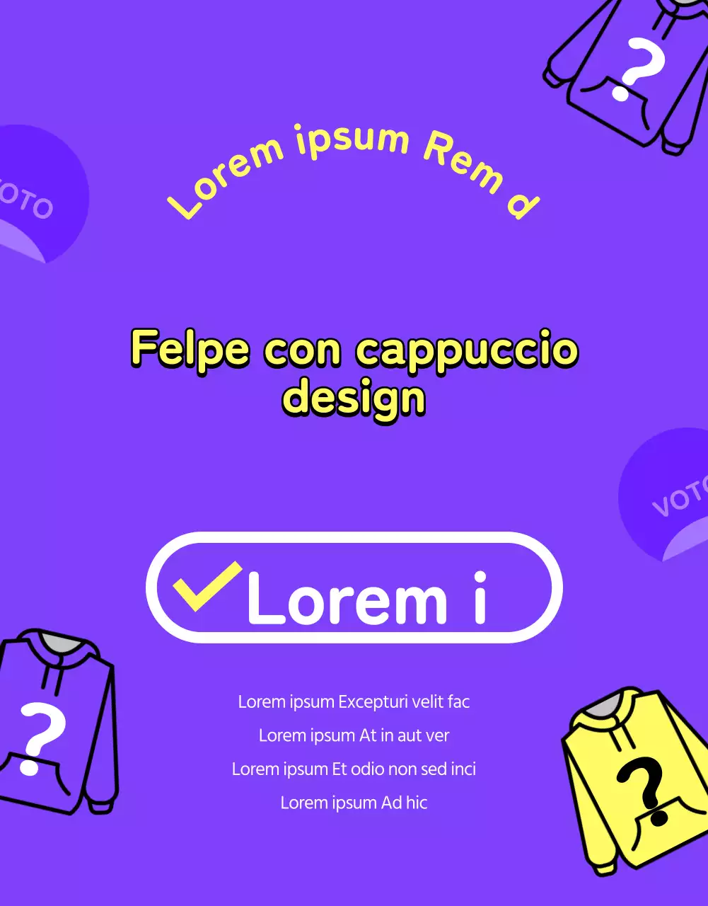 Guida al voto universitario minimalista viola e giallo e felpa con cappuccio
