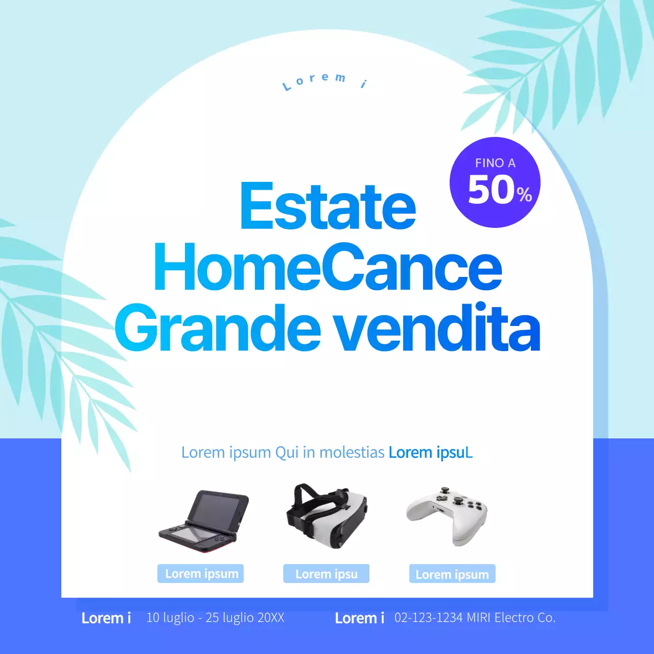 Striscione quadrato blu freddo summersale