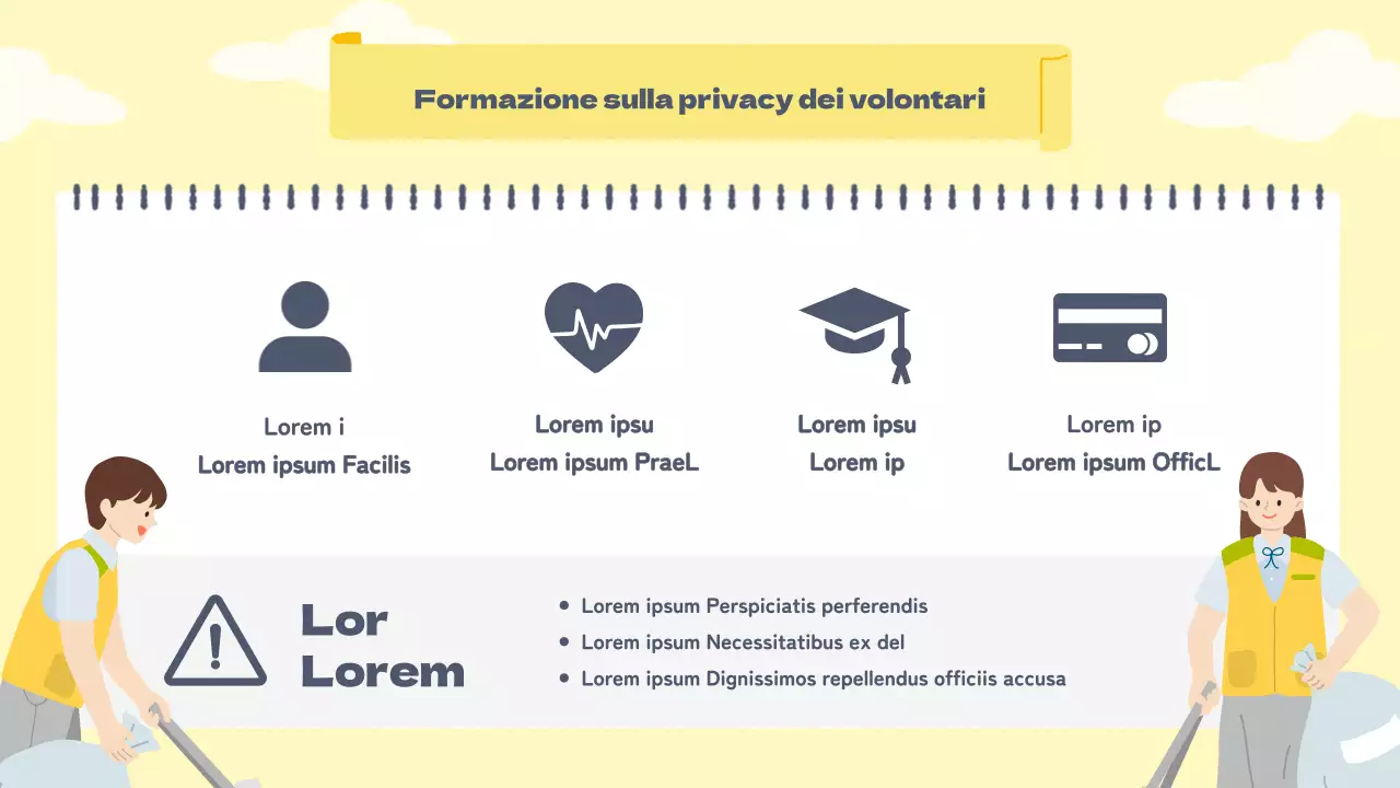 Dispense per i volontari in giallo caldo pastello
