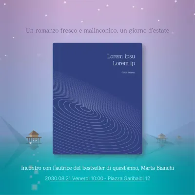 Contenuti di Booktalk con illustrazioni viola e tranquillizzanti