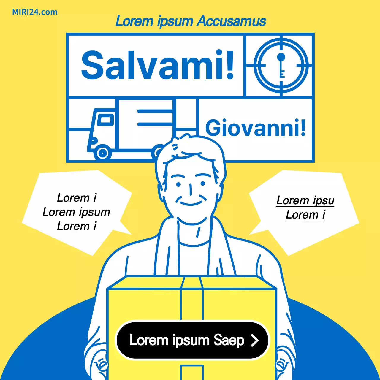 Linea gialla blu illustrazione simpatica guida società di traslochi