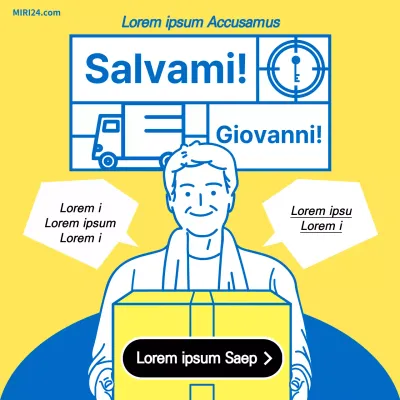 Linea gialla blu illustrazione simpatica guida società di traslochi