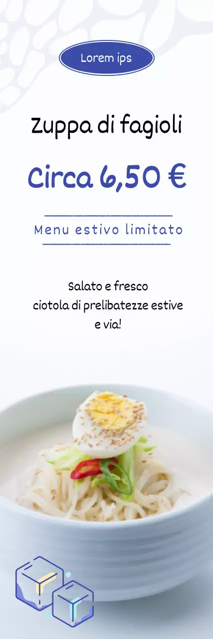 Introduzione di un nuovo menu estivo blu e fresco