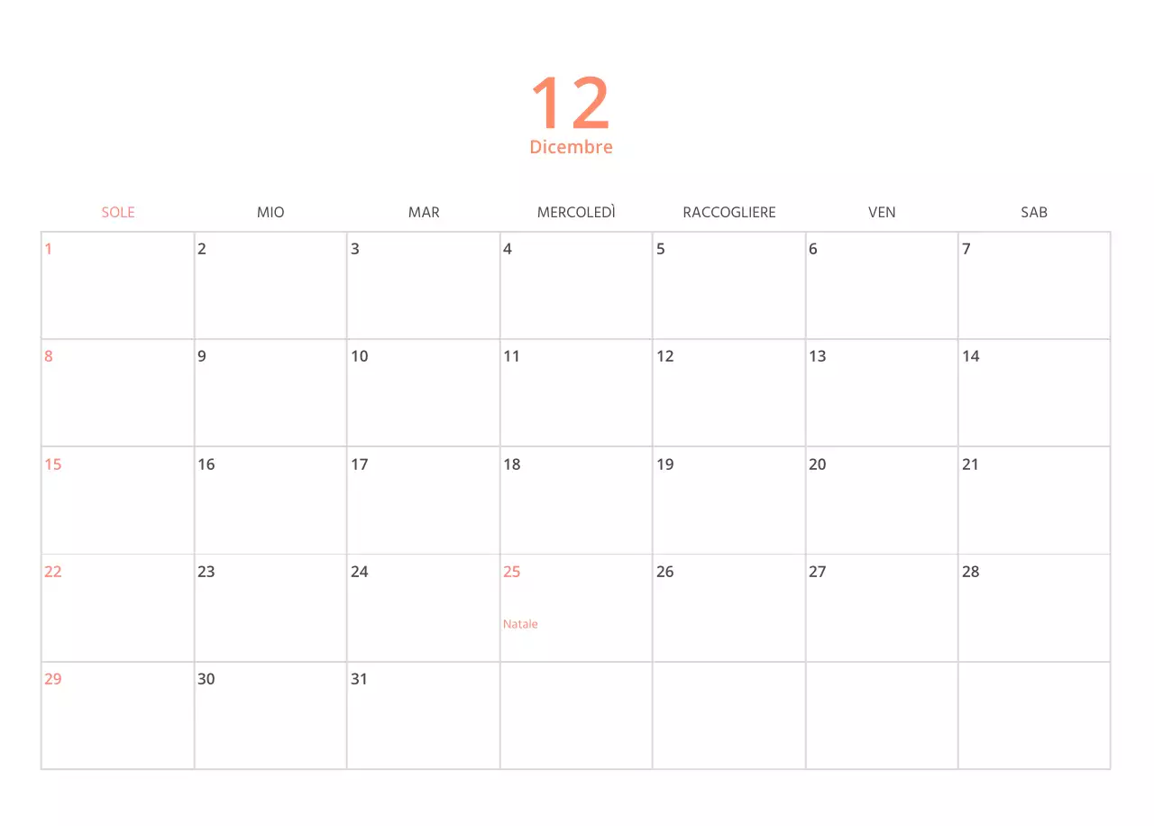 Calendario illustrato multicolore