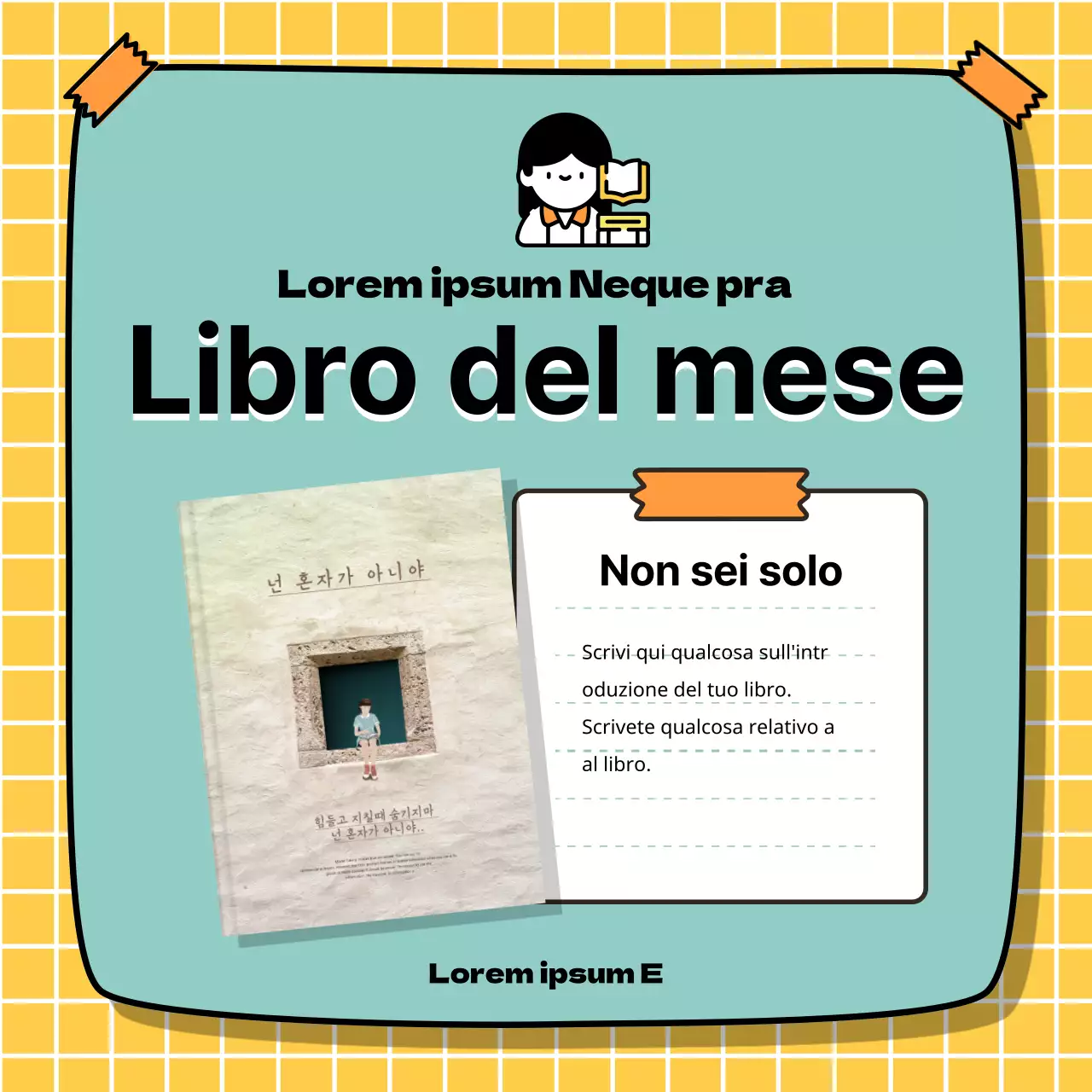 Promuovete le raccomandazioni di libri per bambini con un tema di evidenziazione del testo scritto a mano giallo e turchese V2