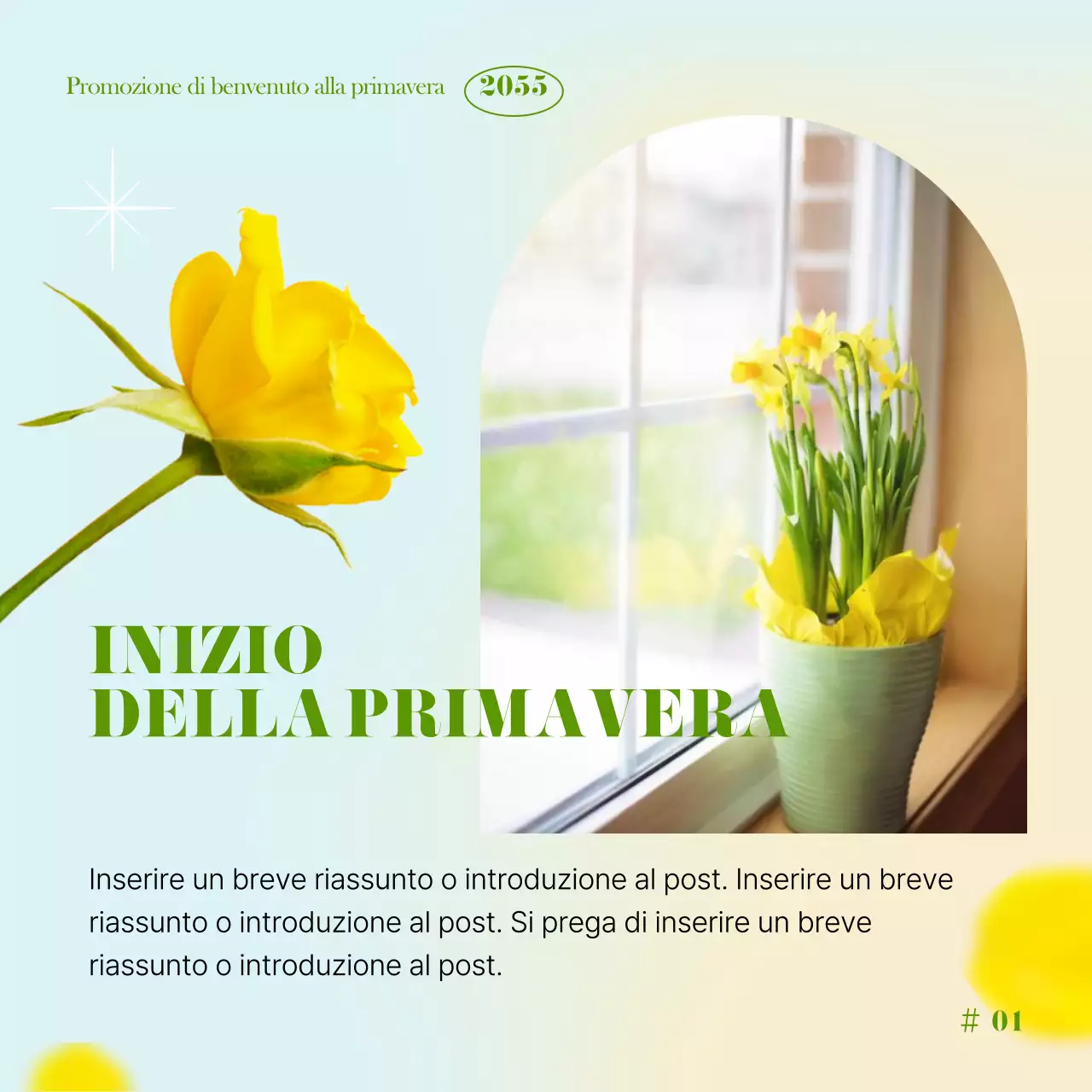Un evento primaverile fresco, verde e giallo