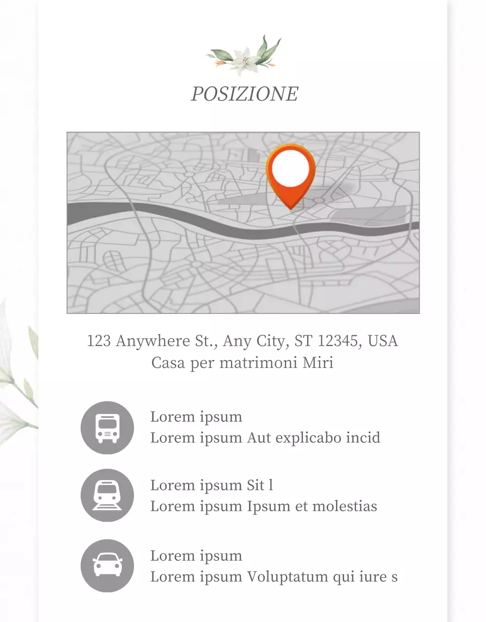 Invito di nozze mobile grigio chiaro e floreale