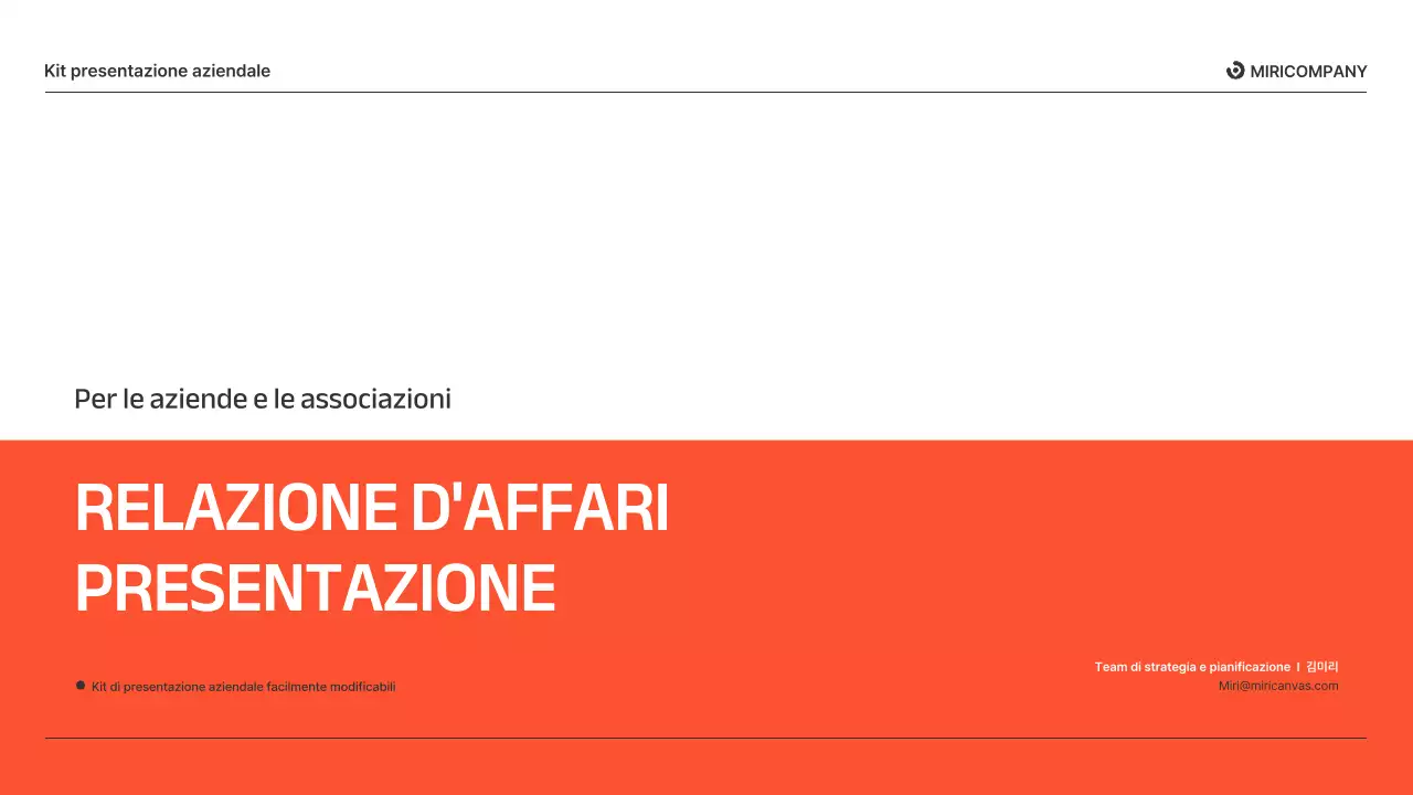 Presentazioni di relazioni aziendali in arancione e grigio