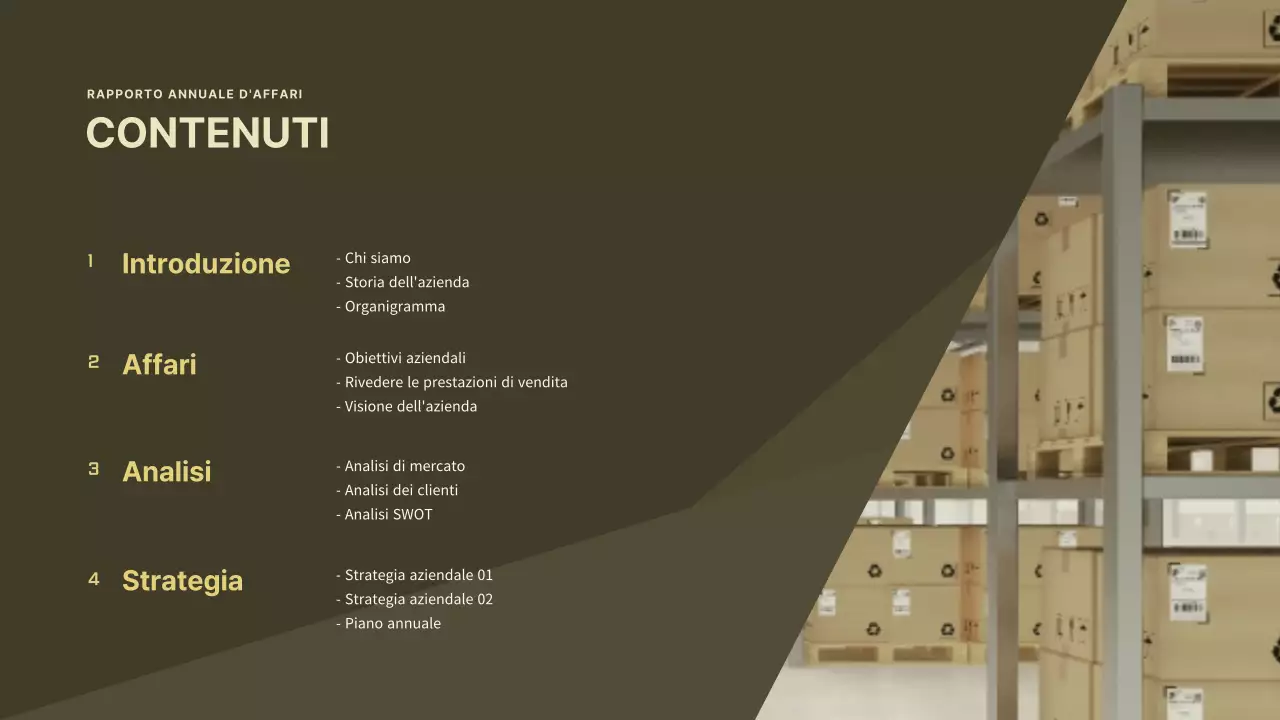 Un business plan pulito e giallo per un'azienda di logistica