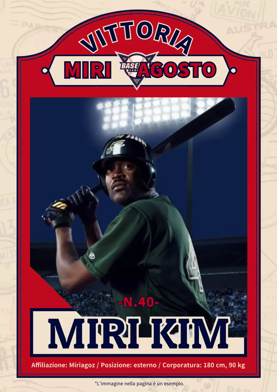 Promuovere un giocatore di baseball con un concetto retrò in rosso e beige