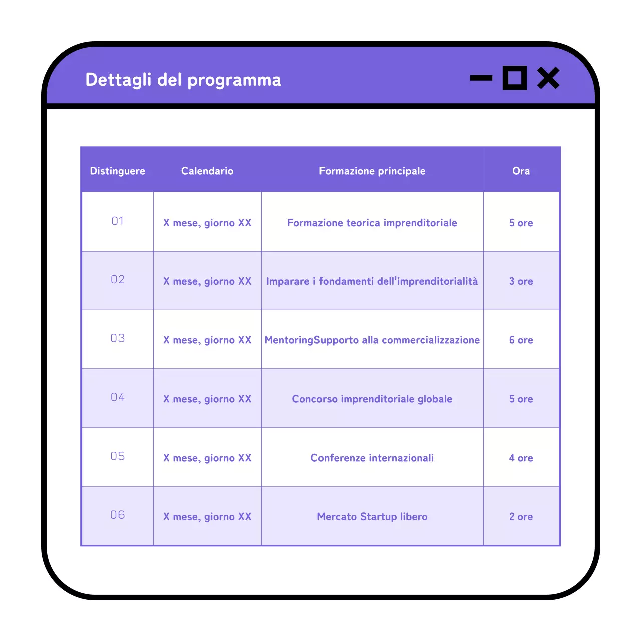 Una semplice proposta di reclutamento per una scuola imprenditoriale in giallo e malva