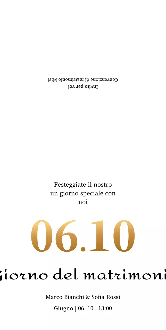 Partecipazioni di nozze semplici in bianco e oro