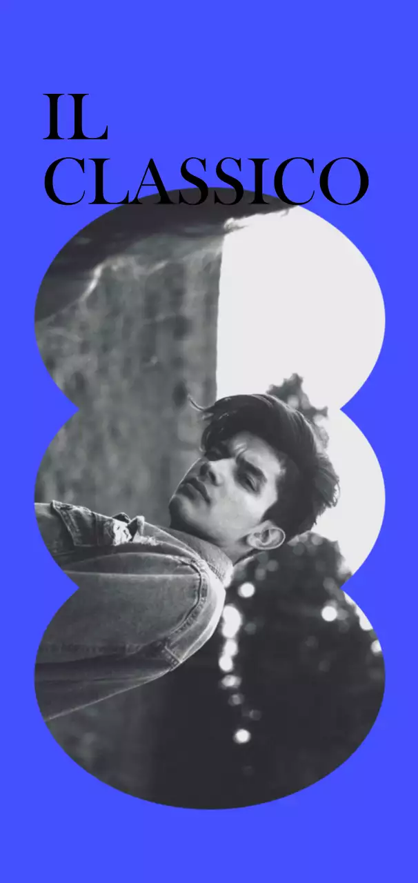 Merchandising sentimentale con cornici di diverse forme in blu, verde e nero, e foto in bianco e nero