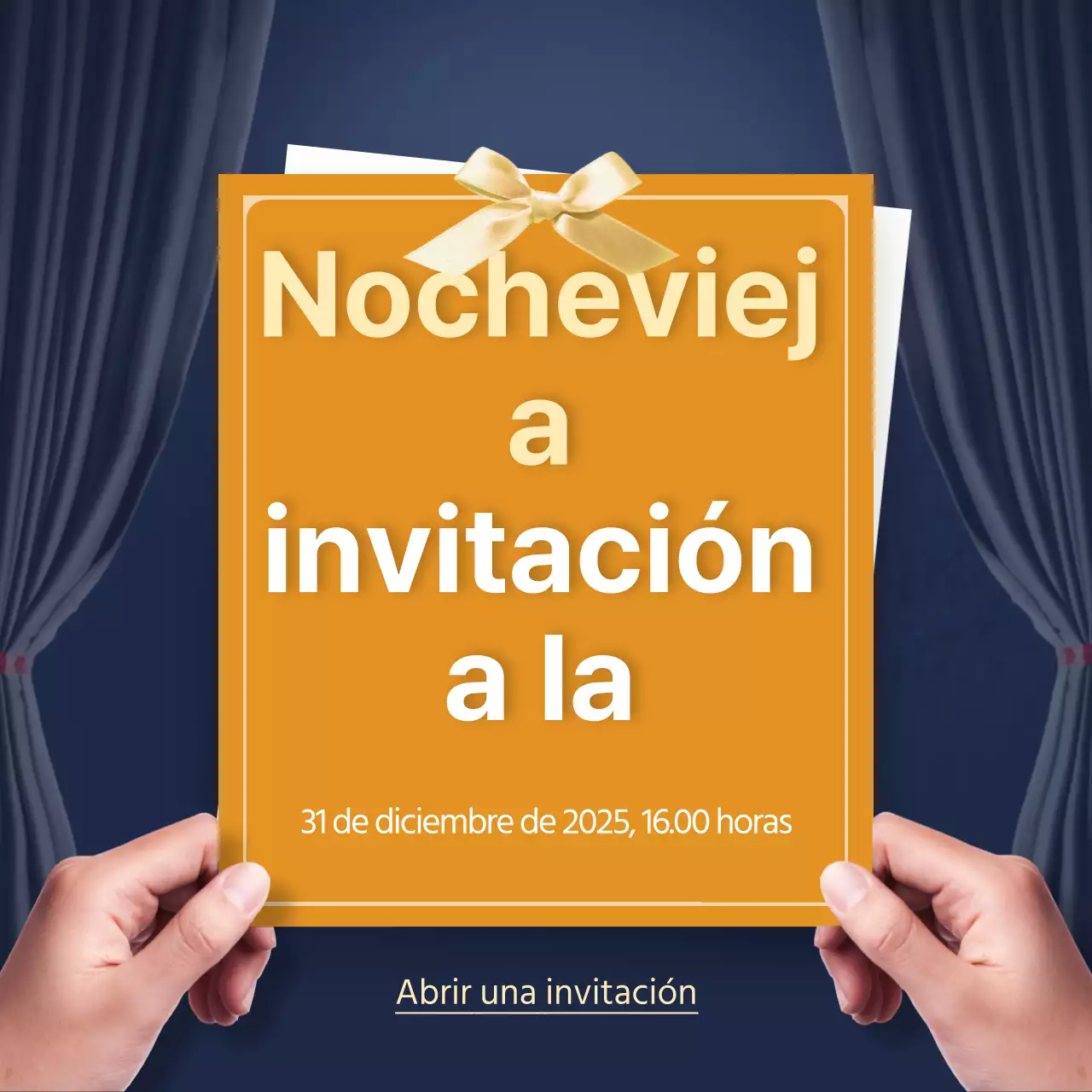 Diseño de una invitación para una fiesta de fin de año con un fondo de cortina oscura