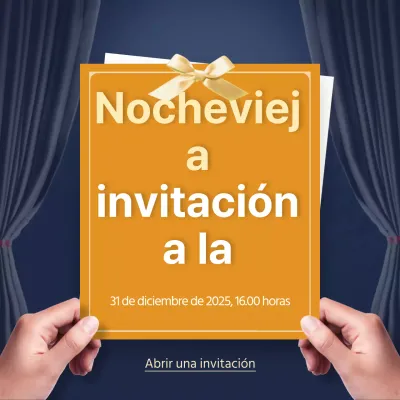 Diseño de una invitación para una fiesta de fin de año con un fondo de cortina oscura