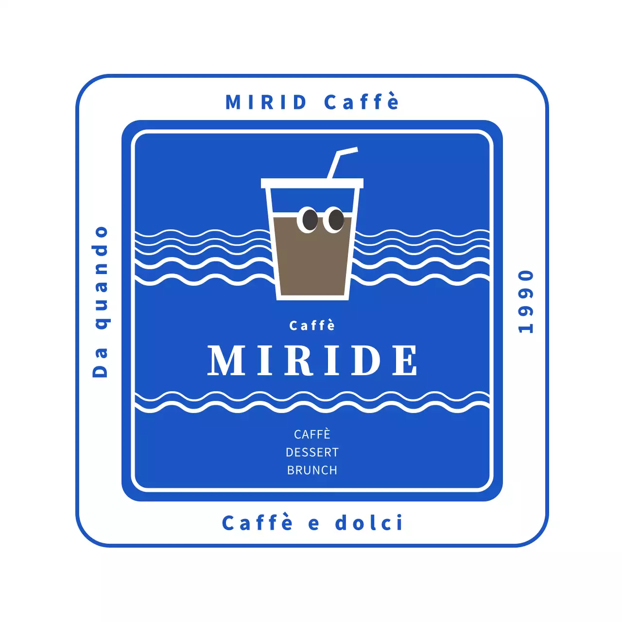 Blu carino caffè illustrazione caffè logo sottobicchiere per caffè