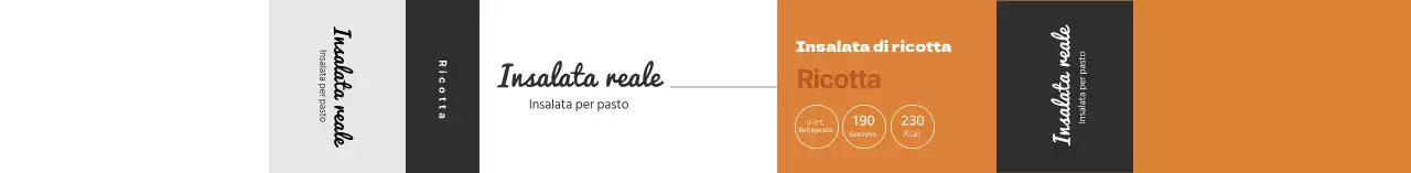 Etichetta alimentare dell'insalata arancione pulita