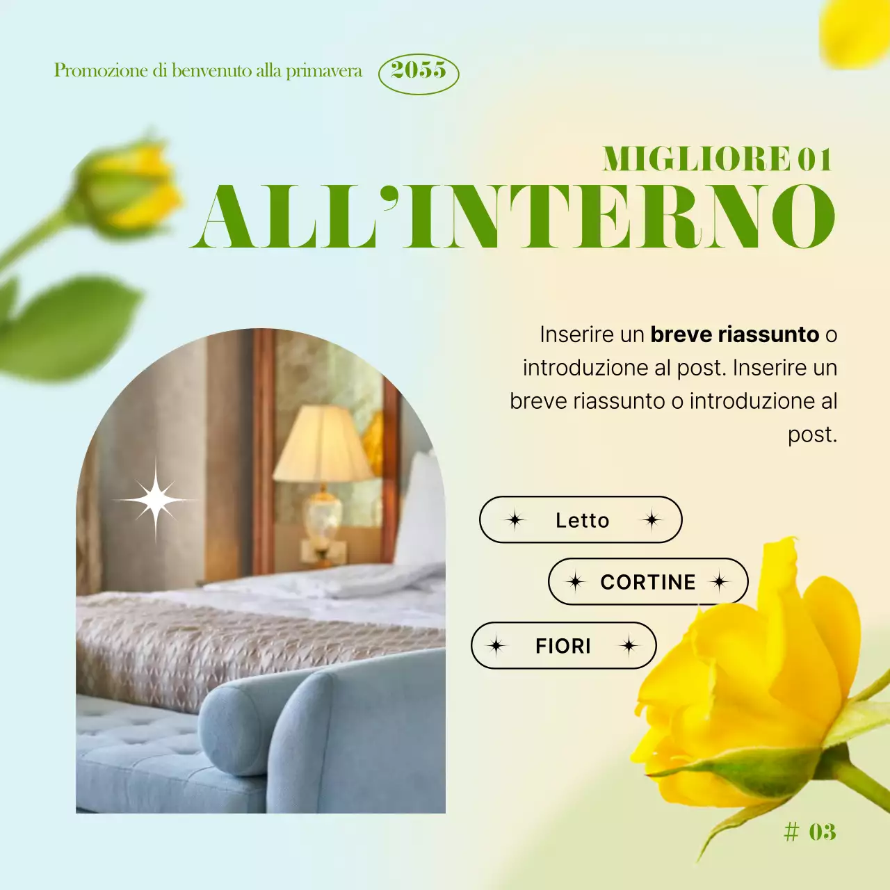Un evento primaverile fresco, verde e giallo