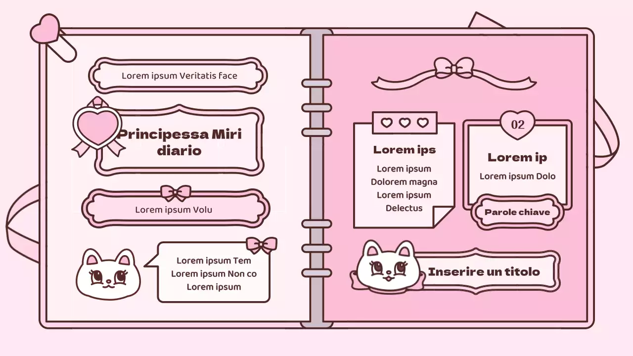 Simpatico kit di presentazione del concetto di agenda in rosa