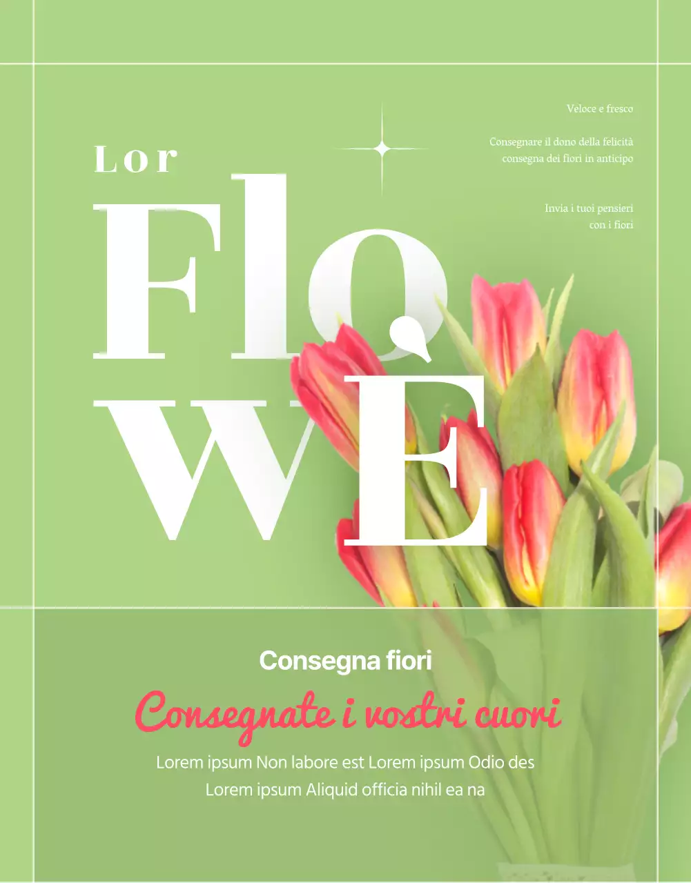 Vi presentiamo un servizio di consegna di fiori di lusso di colore verde e rosa.