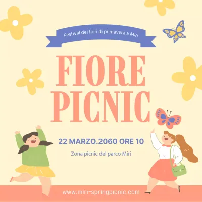 Tema illustrativo giallo e allegro per promuovere un festival floreale