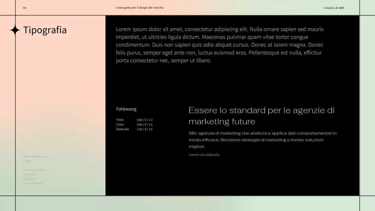 Linee guida semplici per il design del marchio con un motivo a linee nere su sfondo pastello