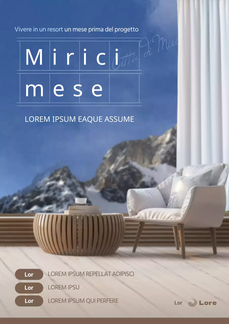 Webposter di un mese con sfondo resort