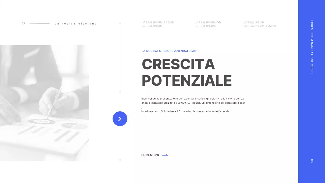 Concetto di linea base in blu e bianco Profilo aziendale