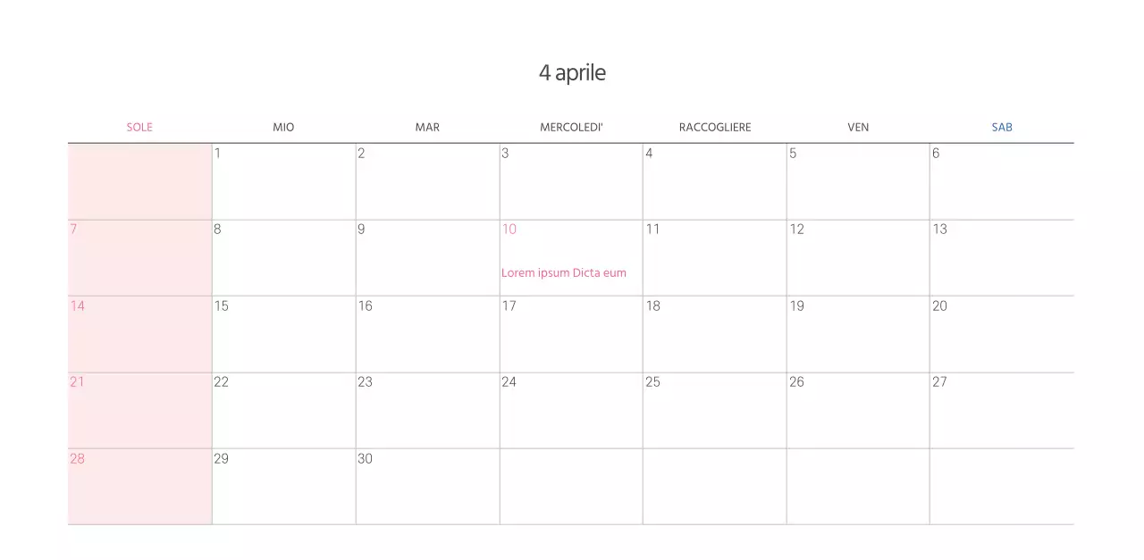 Calendario della chiesa con calde illustrazioni