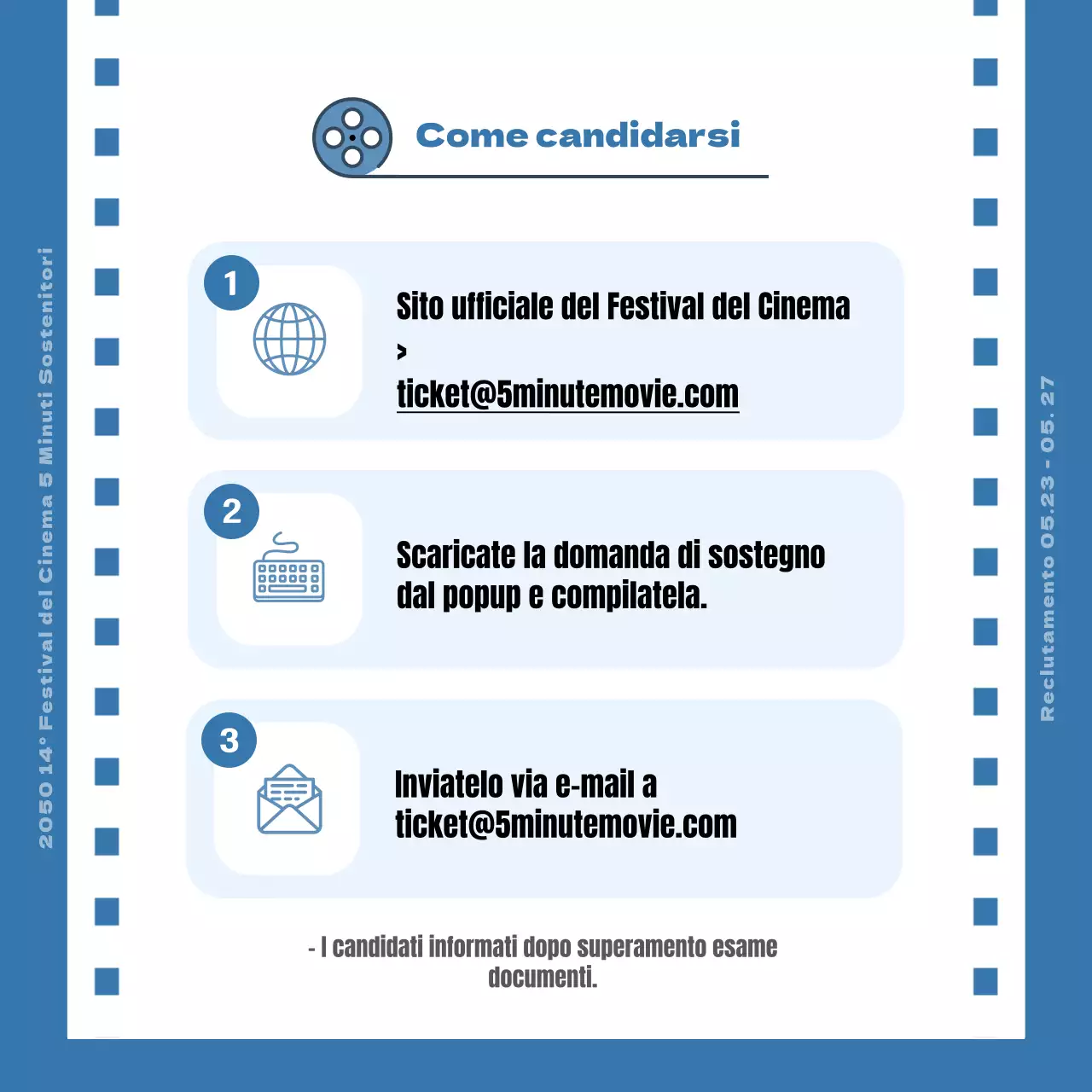 Invito ai sostenitori per il Blue Film Concept Film Festival