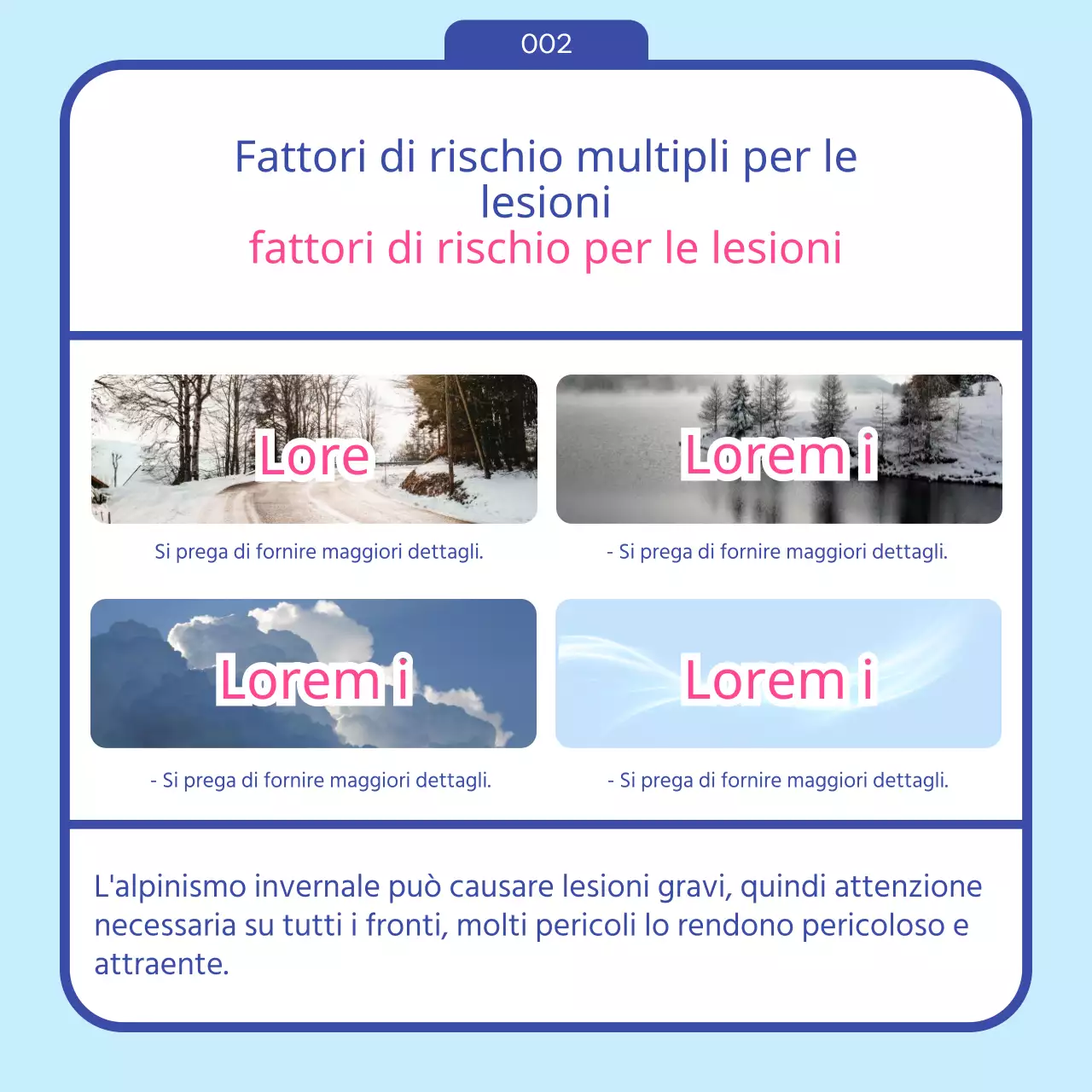 Guida alle escursioni pre-invernali con icona invernale blu