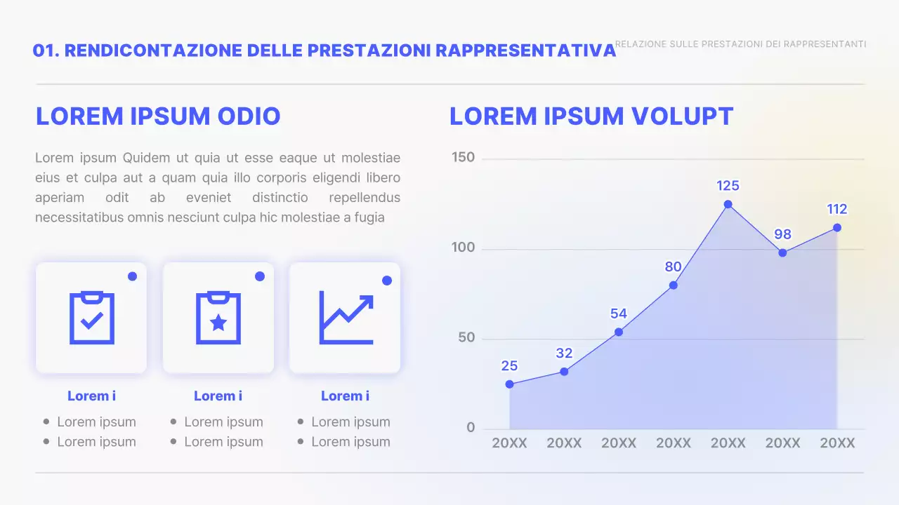 Gradiente giallo e blu Grafici e infografiche semplici Rapporto concettuale sulle prestazioni