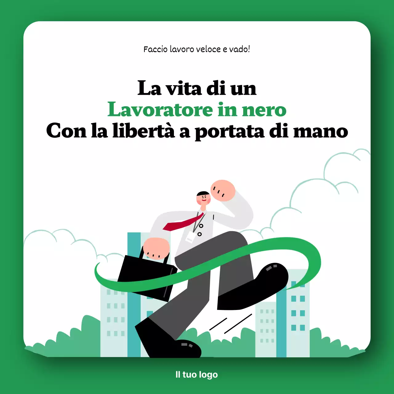 Promuovete la vostra piattaforma per lavoratori ambulanti con simpatiche illustrazioni verdi