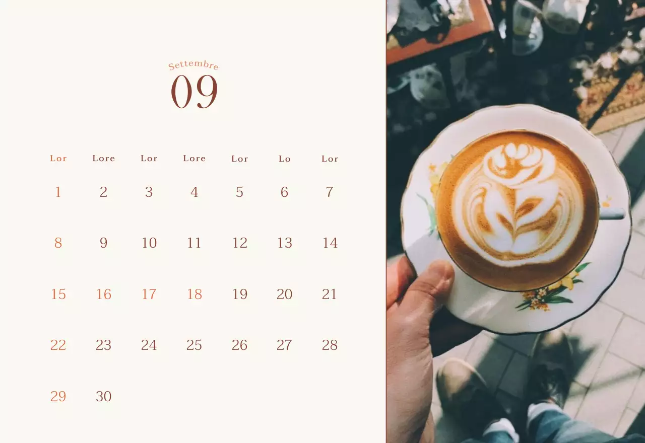 Layout fotografico di un caffè emozionale in beige e marrone