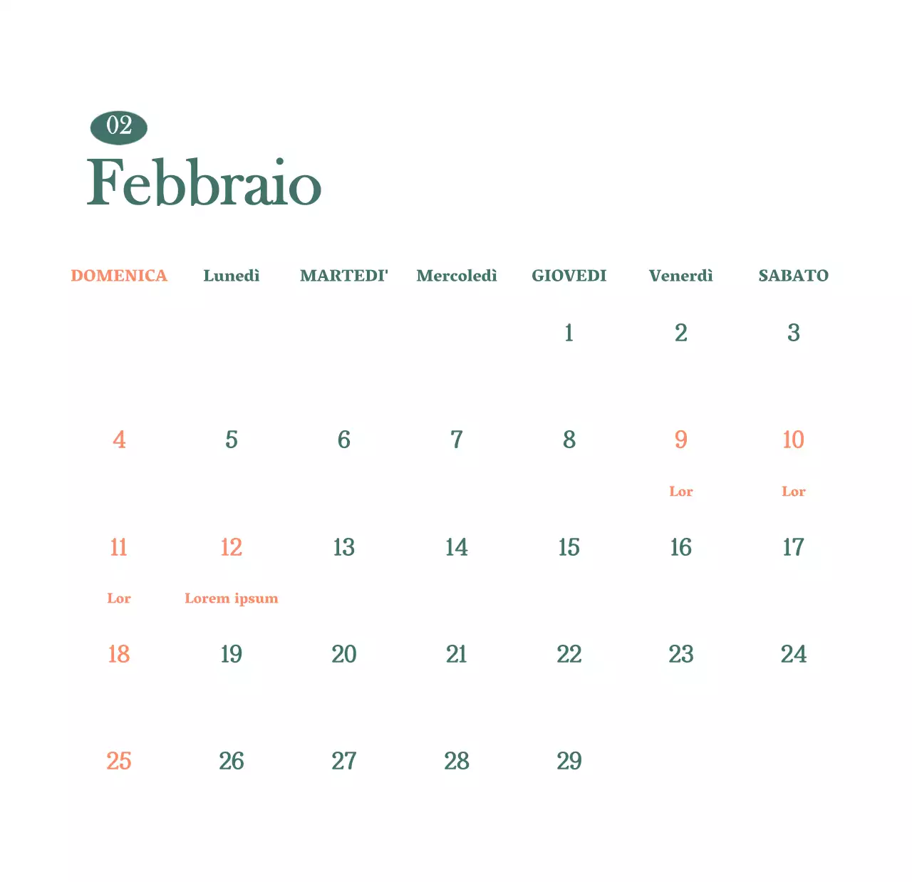 Calendario dei bar con i consigli per le bevande del mese