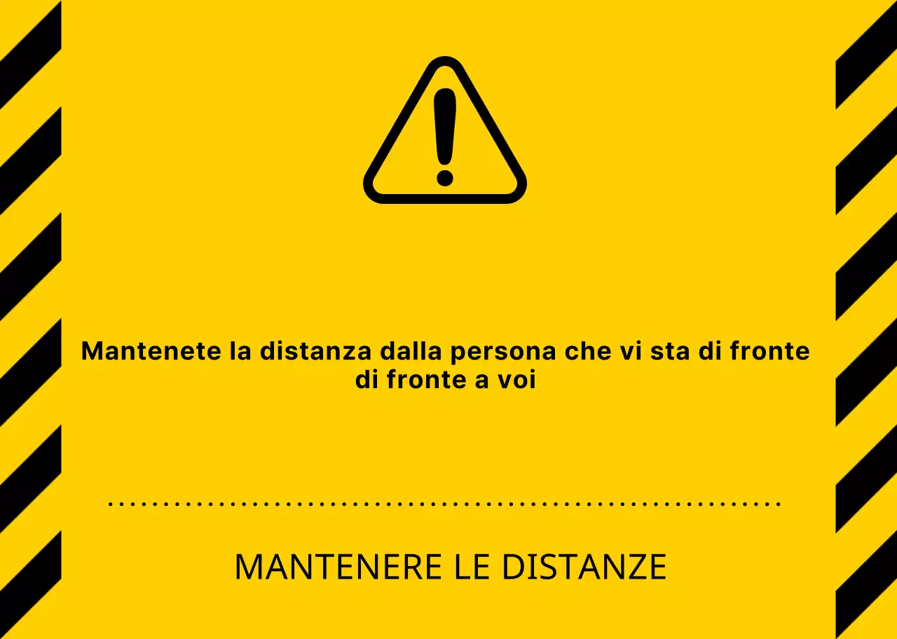 Stile semplice e pulito per la combinazione di icone e testo in giallo e nero Avvertenze di distanza